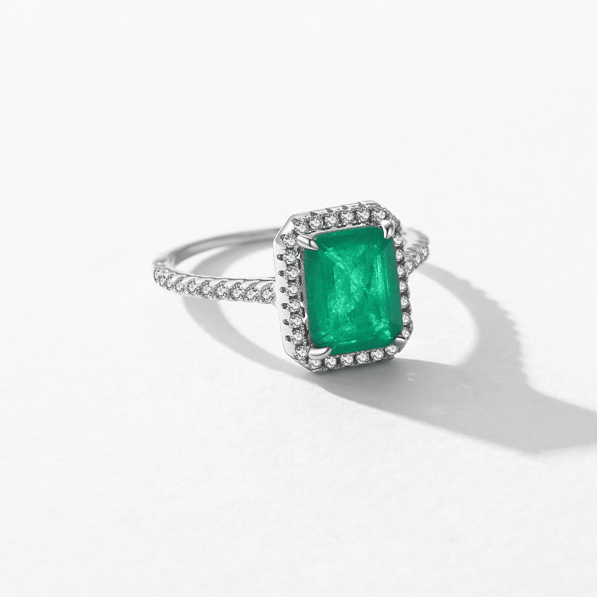 Emerald Elegance Halo Ring