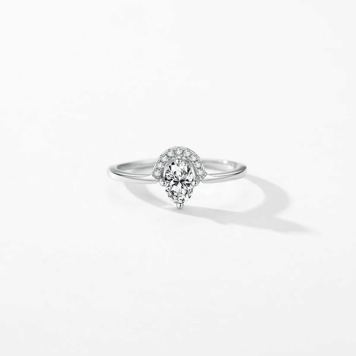 Glimmering Halo Teardrop Ring