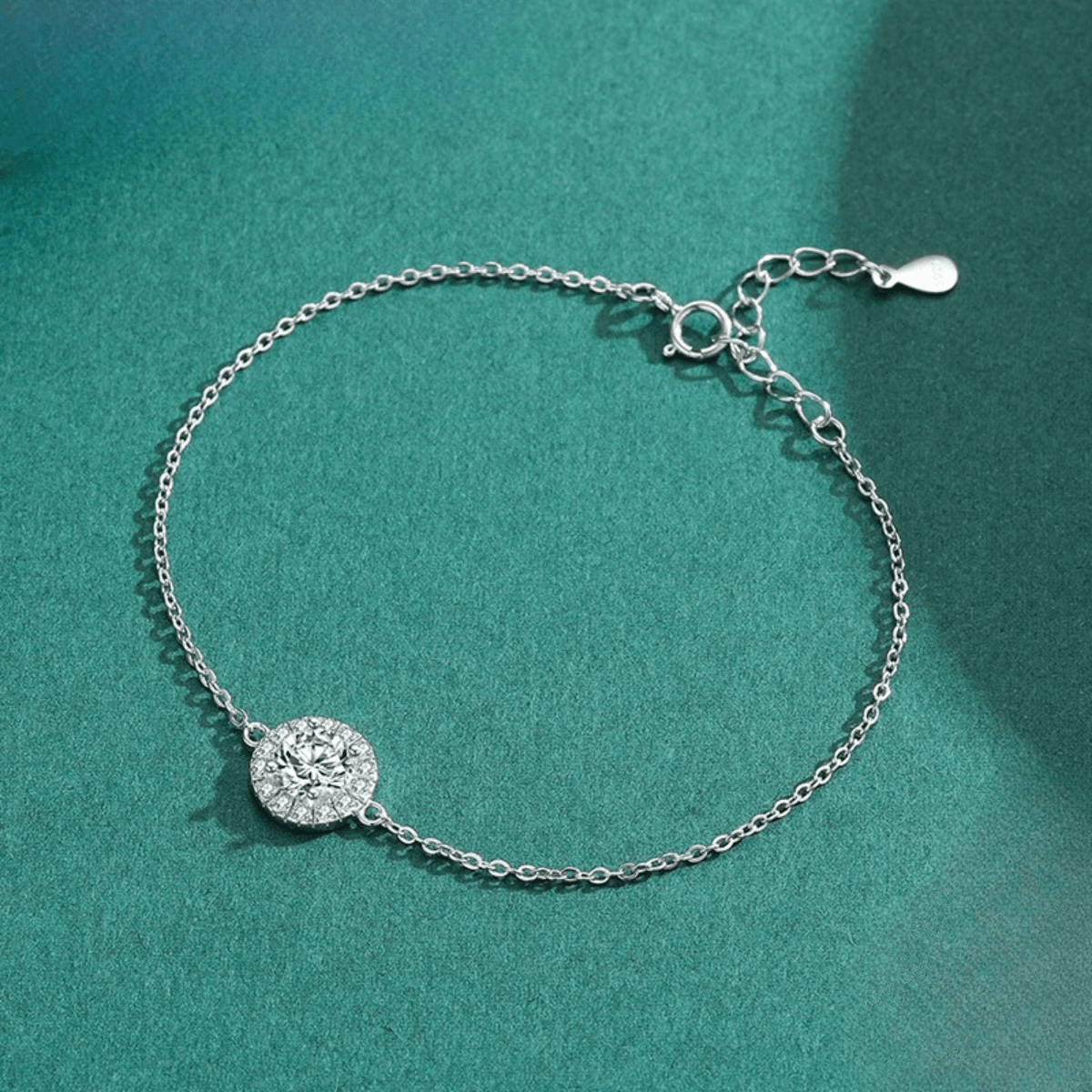 Halo Gemstone Silver Bracelet