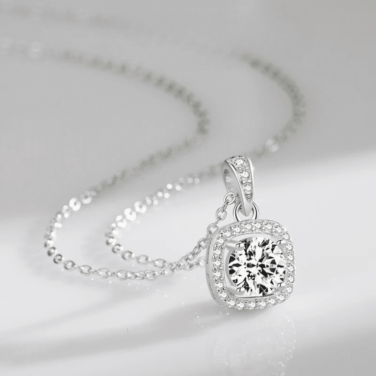 Halo Sparkle Silver Necklace