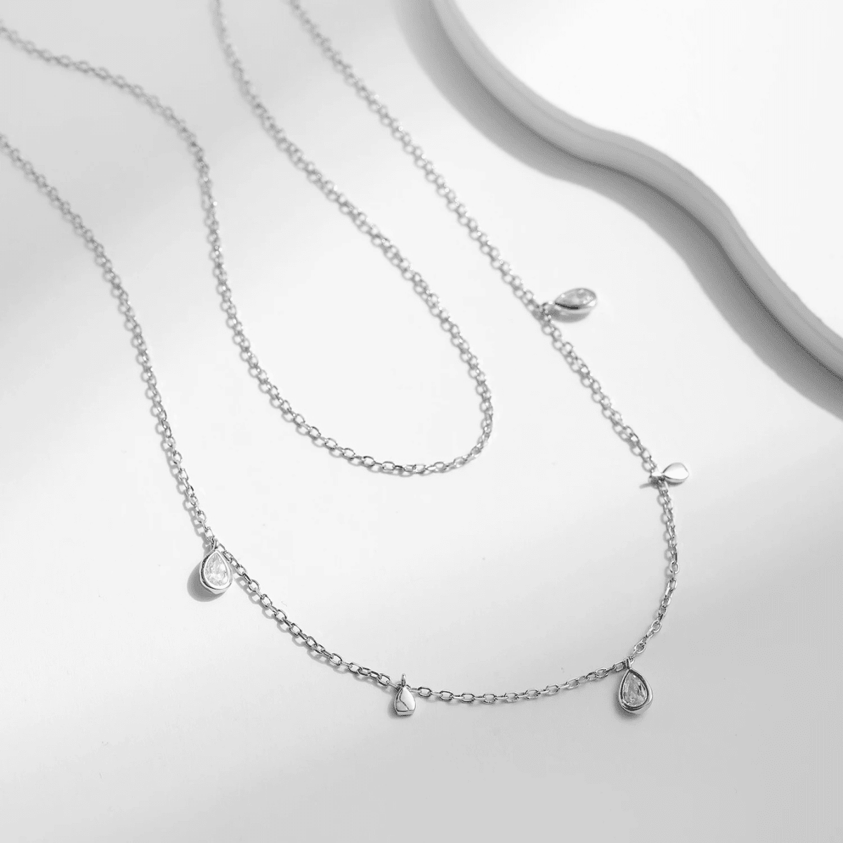 Moissanite Droplet Double Delight Necklace