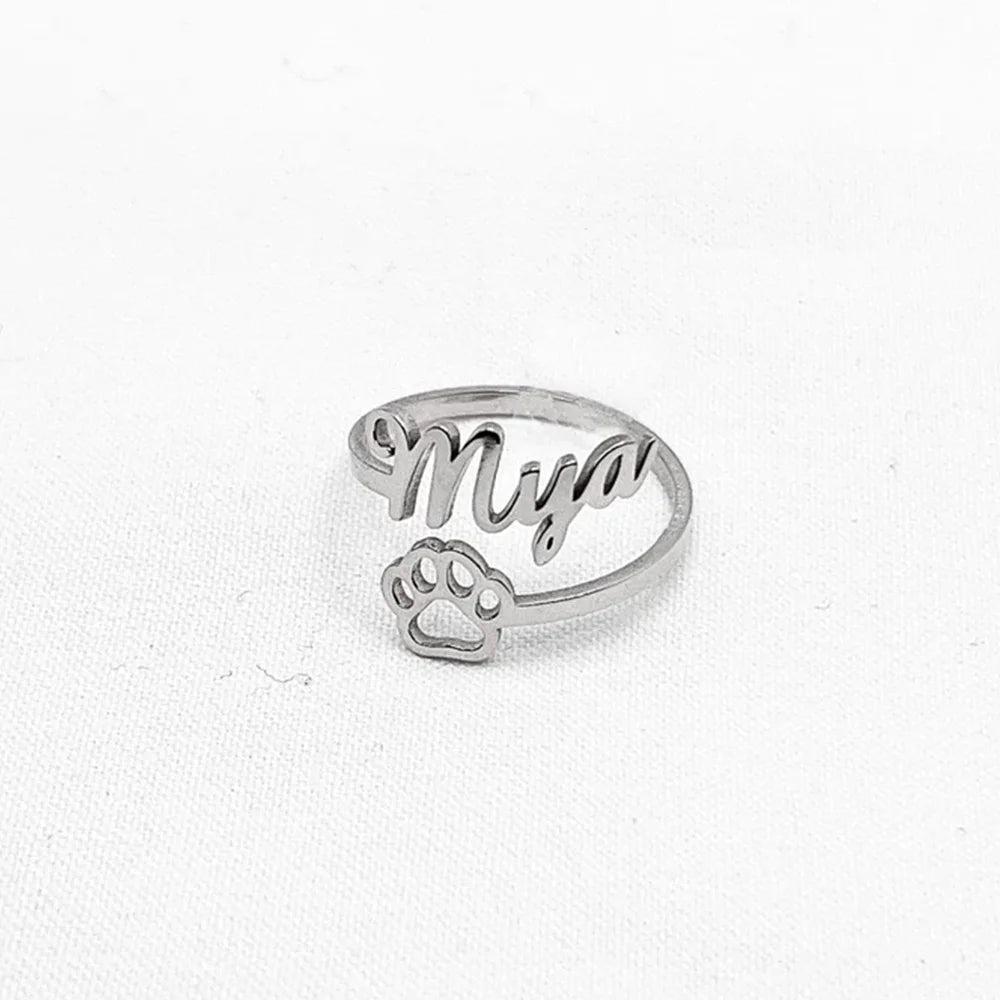 Personalized Pet Name - Paw Ring
