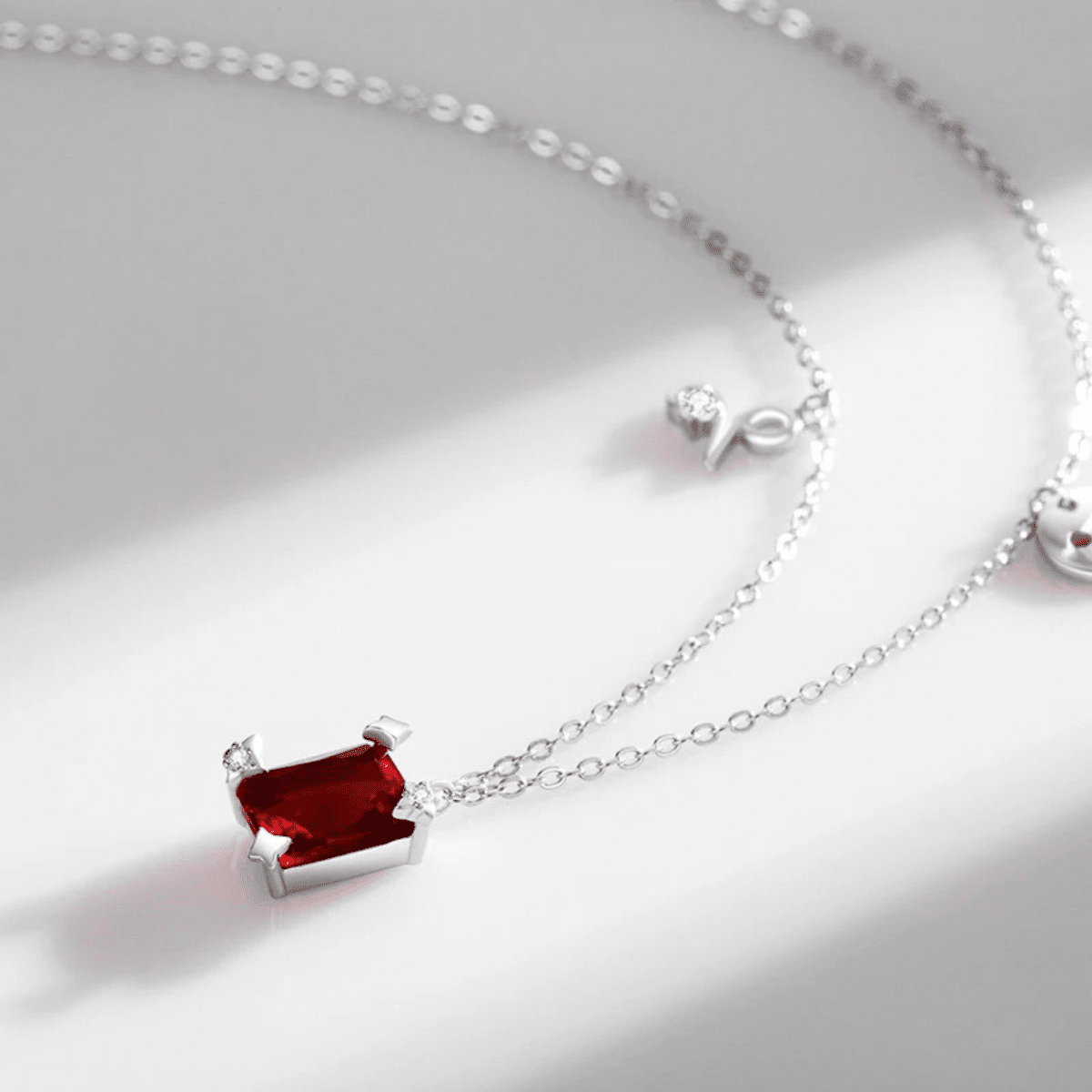 Ruby Halo Elegance Necklace