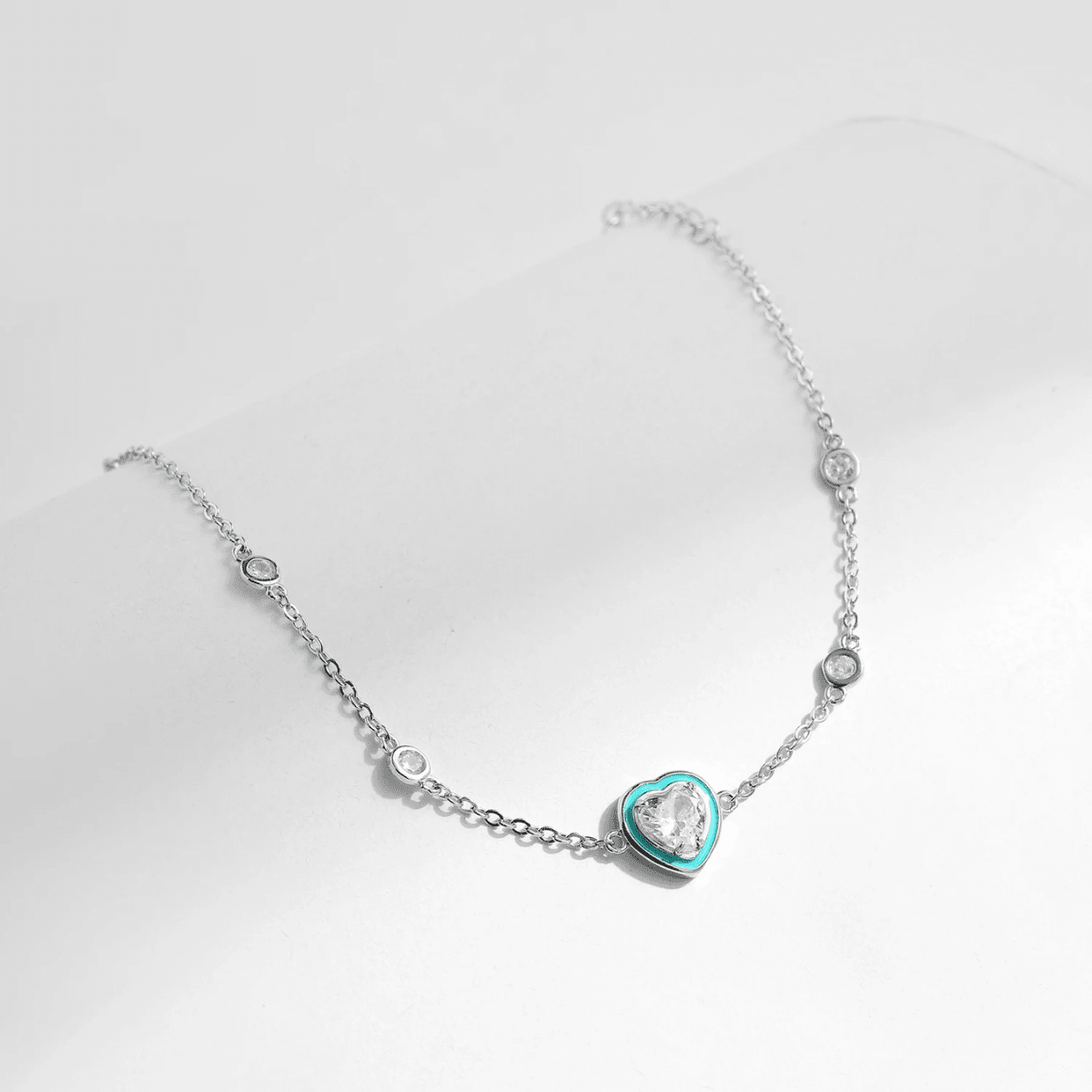 Turquoise Halo Heart Charm Bracelet