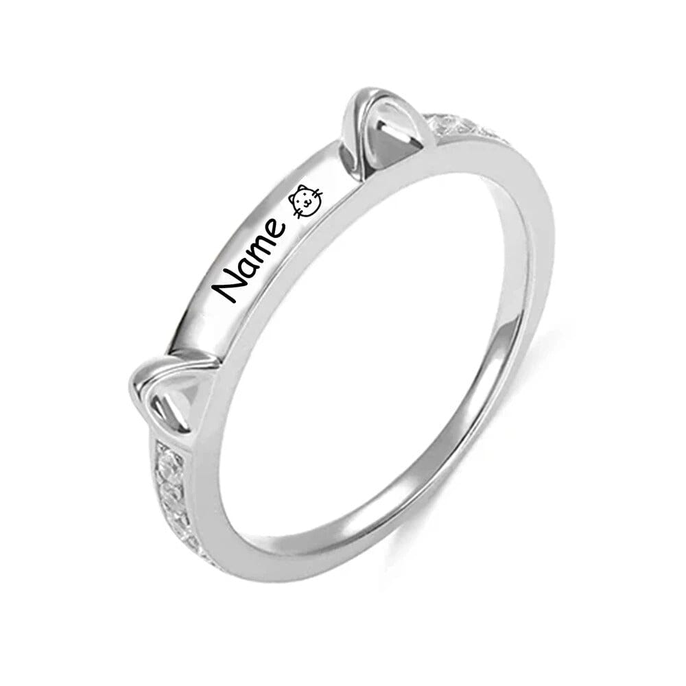 WhiskerWishes Custom Cat Ring Gif11 4 Cat Silver Stainless Steel
