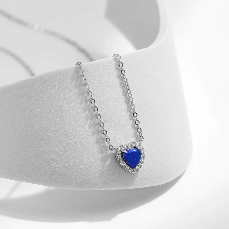 Azure Halo Heart Charm Necklace 