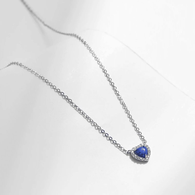 Azure Halo Heart Charm Necklace 