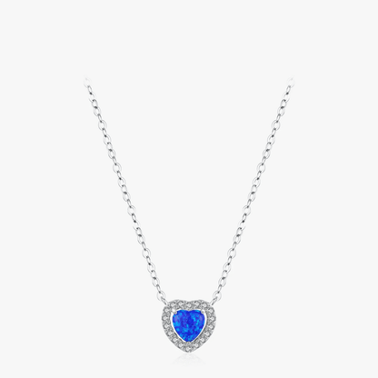 Azure Halo Heart Charm Necklace 