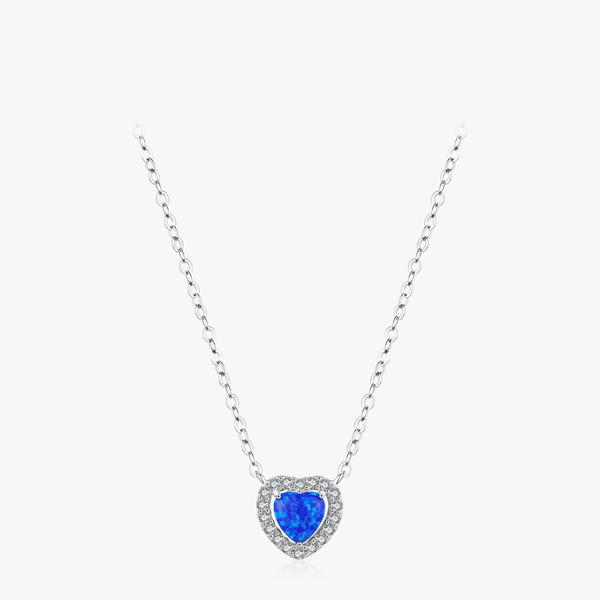 Azure Halo Heart Charm Necklace 