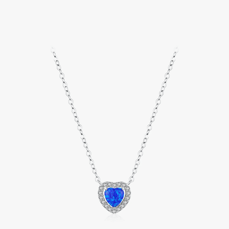 Azure Halo Heart Charm Necklace 