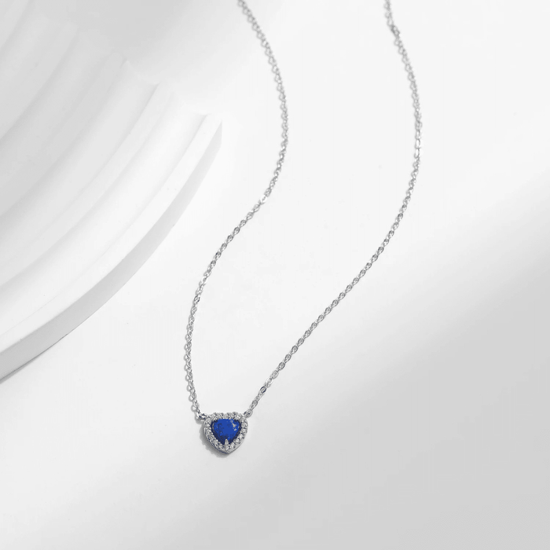 Azure Halo Heart Charm Necklace 