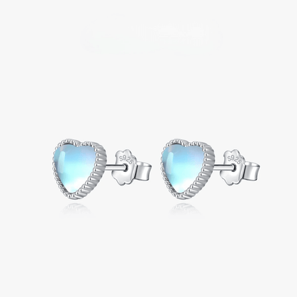 Azure Pearl Heart Earrings 