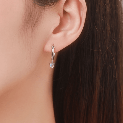 Blue Crystal Heart Hoops 
