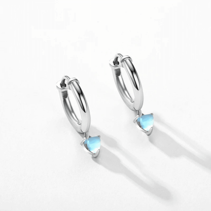 Blue Crystal Heart Hoops 