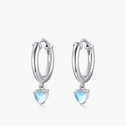 Blue Crystal Heart Hoops 
