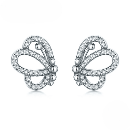 Butterfly Sparkle Silver Earrings 