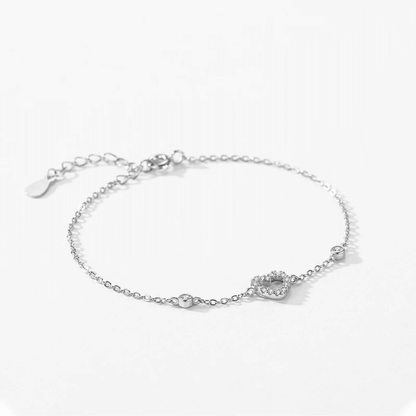 Cubic Zirconia Heart Charm Bracelet 