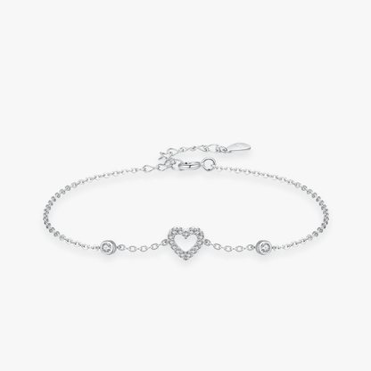 Cubic Zirconia Heart Charm Bracelet 