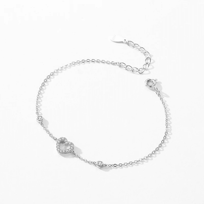 Cubic Zirconia Heart Charm Bracelet 