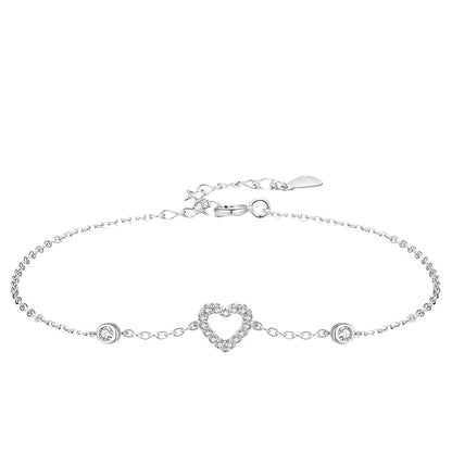 Cubic Zirconia Heart Charm Bracelet Bra03 