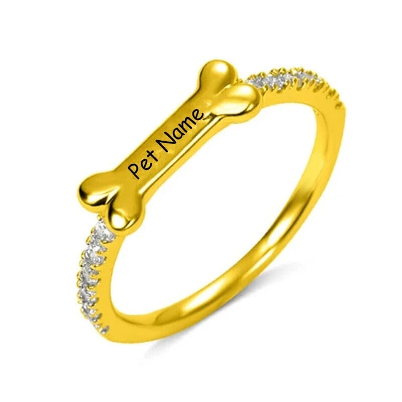 Custom Dog Name Ring Gif13 4 Dog Gold Stainless Steel