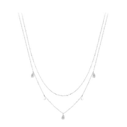 Double Necklace - Moissanite Droplet Double Delight Necklace Nec12 