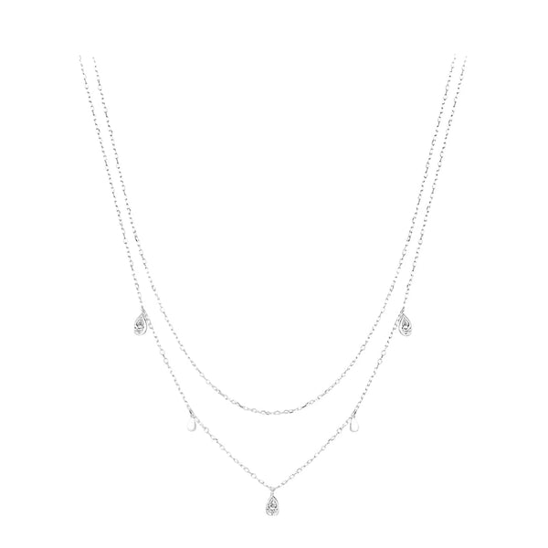 Double Necklace - Moissanite Droplet Double Delight Necklace Nec12 