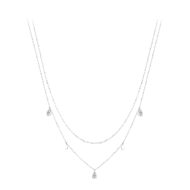 Double Necklace - Moissanite Droplet Double Delight Necklace Nec12 