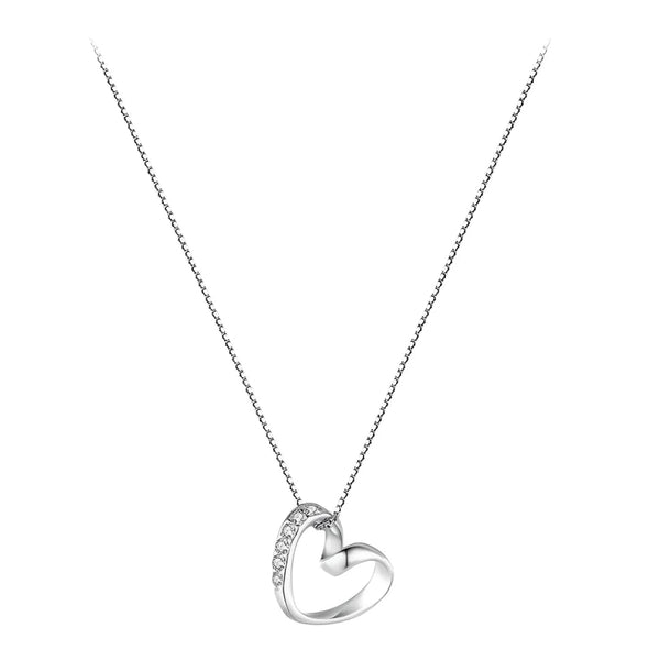 Elegance Wave Heart Necklace - Silver Nec14 