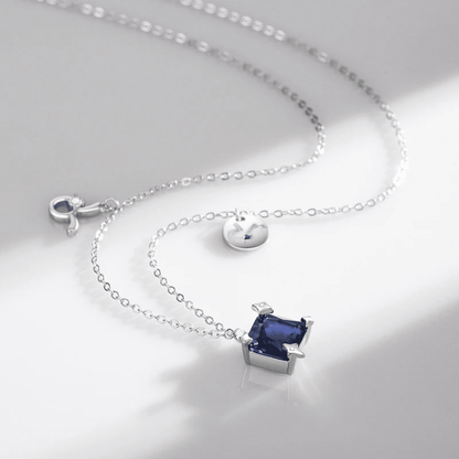 Elegant Azure Halo Square Necklace 