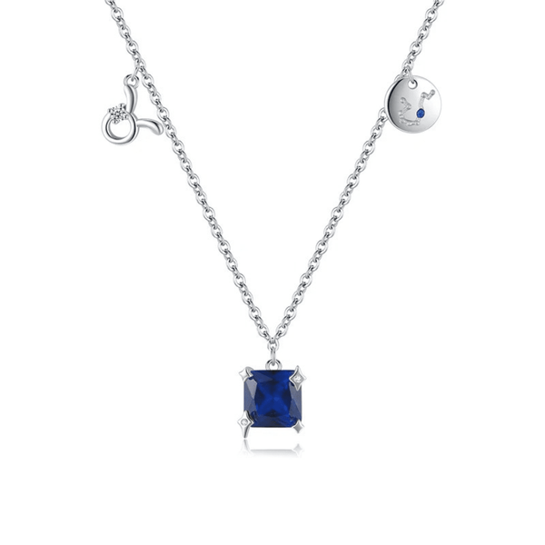 Elegant Azure Halo Square Necklace 