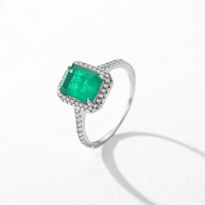 Emerald Elegance Halo Ring 