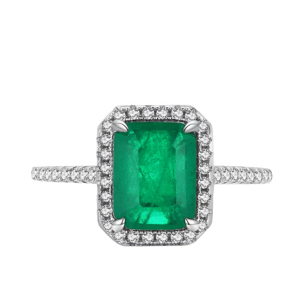 Emerald Elegance Halo Ring Rin05 