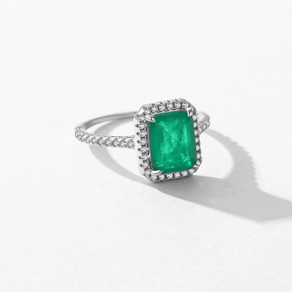 Emerald Elegance Halo Ring 
