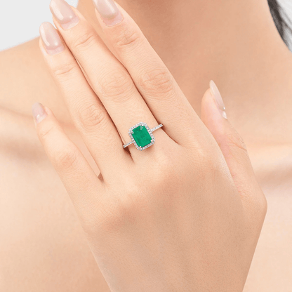 Emerald Elegance Halo Ring 