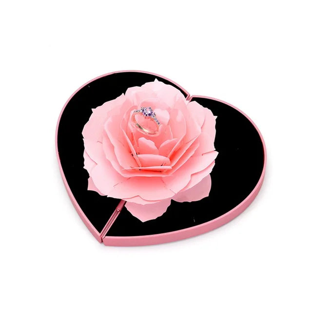 Enchanting Heart Rose Ring Box | 3D Heart Shape 
