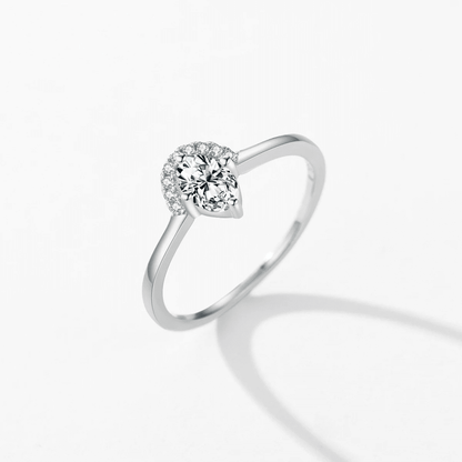 Glimmering Halo Teardrop Ring 