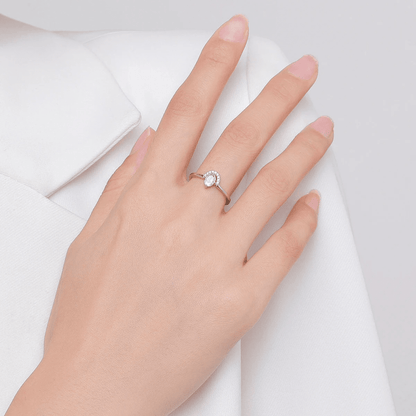 Glimmering Halo Teardrop Ring 