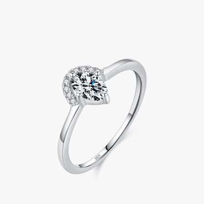 Glimmering Halo Teardrop Ring 