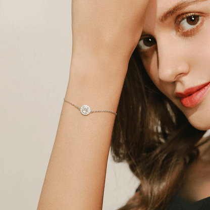 Halo Gemstone Silver Bracelet 