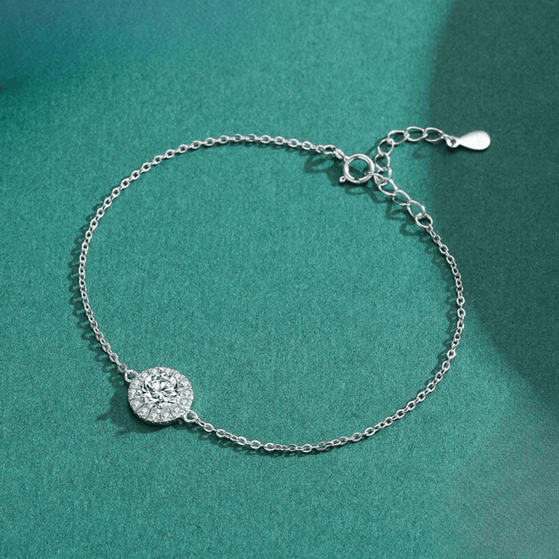 Halo Gemstone Silver Bracelet 