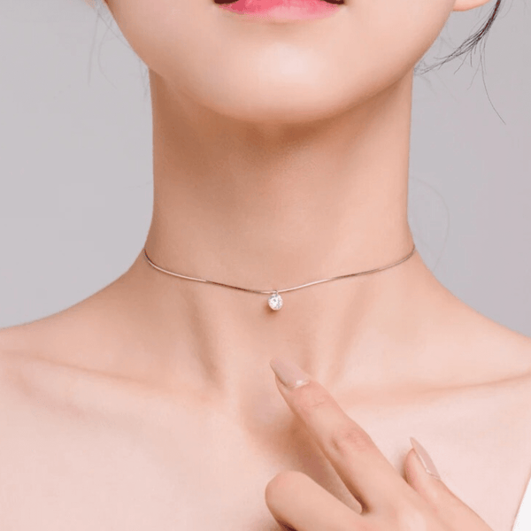 Halo Sparkle Silver Choker 