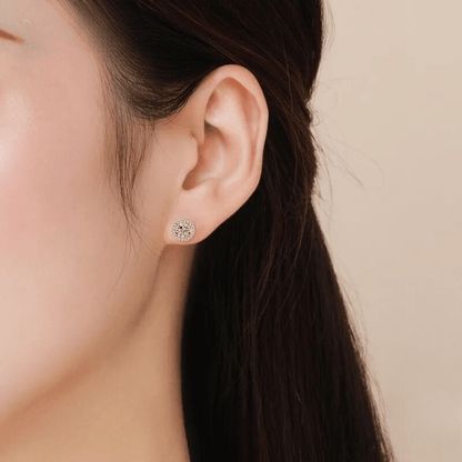 Halo Sparkle Silver Earrings 