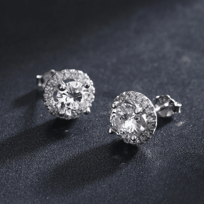 Halo Sparkle Silver Earrings 