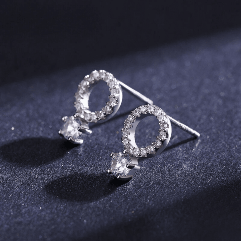 Halo Sparkle Silver Earrings 