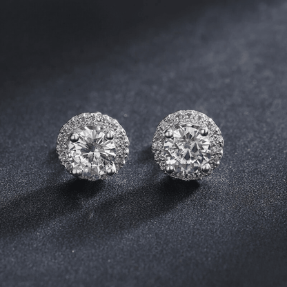Halo Sparkle Silver Earrings 