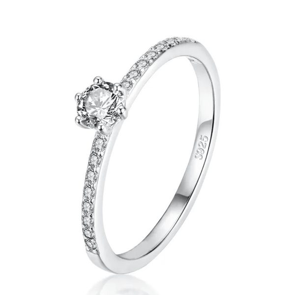 Halo Sparkle Silver Solitaire 