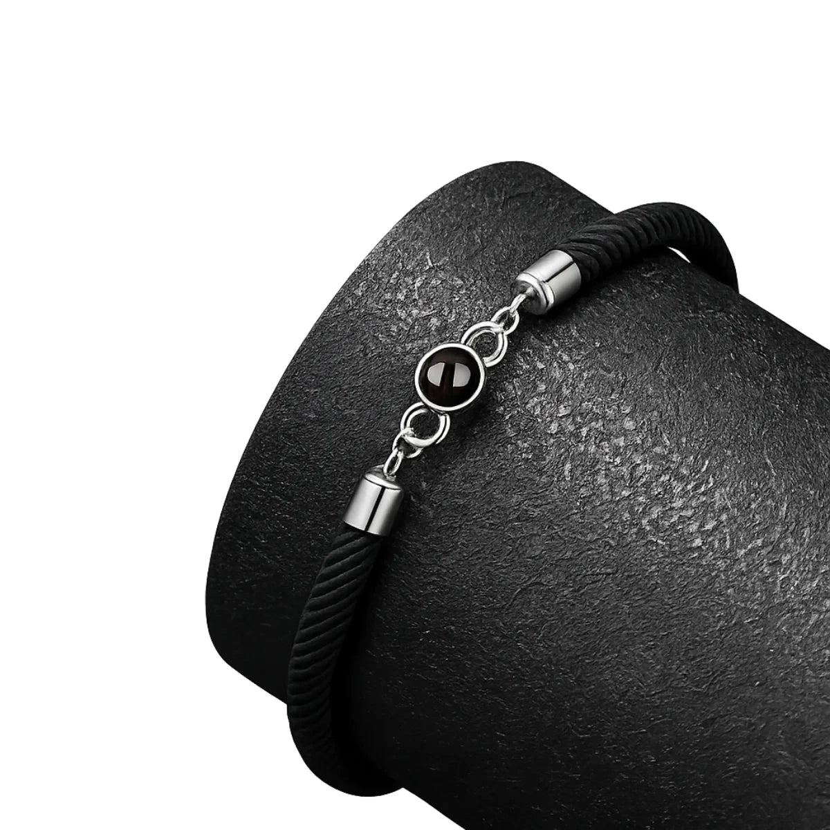 I Love You Projection Bracelet — 100 Languages Romantic Gif04 Black-Silver 