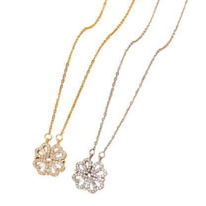 Lucky Clover Necklace Gift Set — Pendant with 6 Roses Gif07 45cm Silver Color 