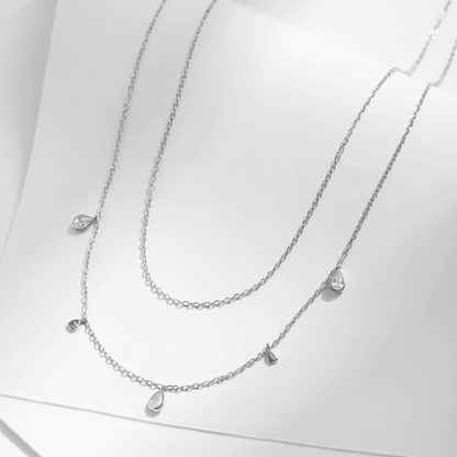 Moissanite Droplet Double Delight Necklace 